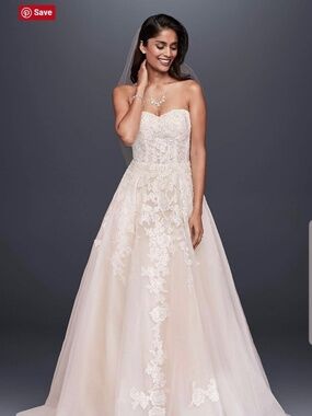 NWT David’s Bridal WG3861 Sheer Lace & Tulle Ball Gown Wedding Dress Size 14